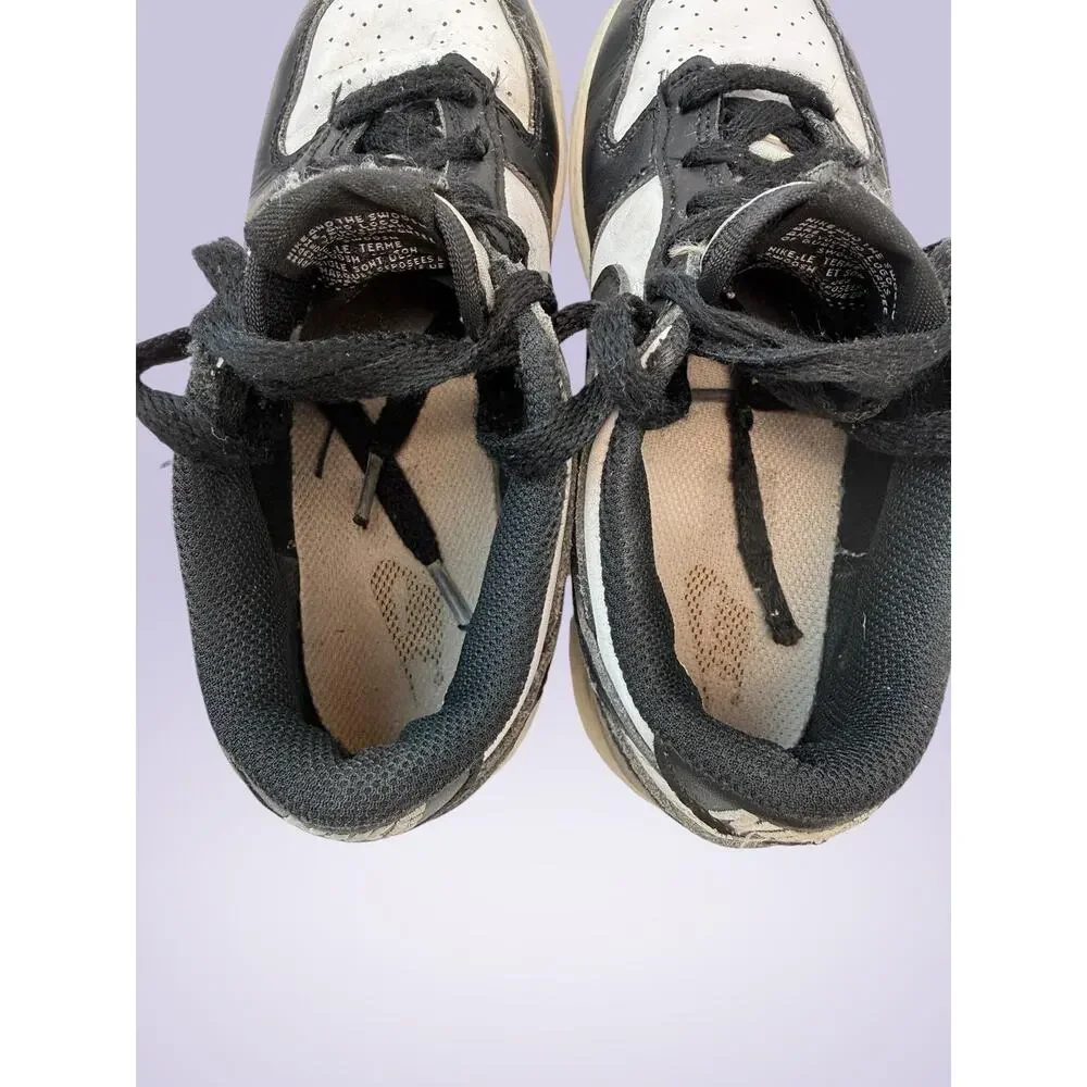 Nike Dunk Low Unisex Kids Sneakers Black/White Leather Lace Up Low Top US 13